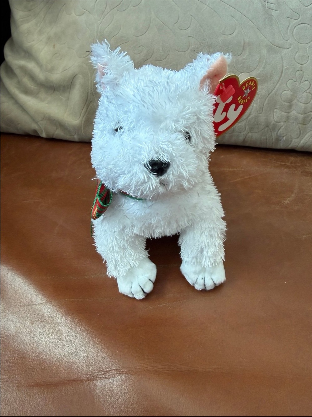 TY NWT Beanie Baby White Plush Dog - Kirby